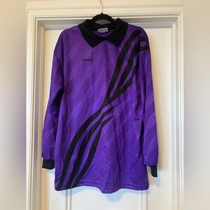 Vintage Adidas Size Large 90s Purple Padded Long Sleeve Goalkeeper Polo Jersey